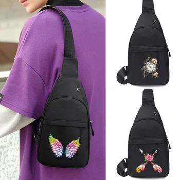 Нагрудная сумка Модная мужская сумка через плечо Трендовая брендовая сумка через плечо с принтом перьев, спортивная мини-Ipad, мобильный телефон для денег, Маленькая сумка для женщин