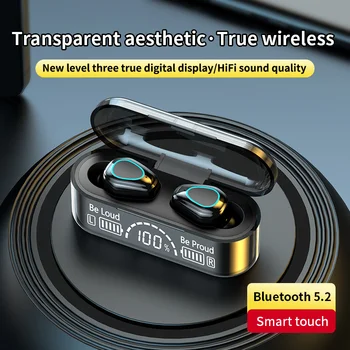 Наушники TWS Bluetooth 5.2 Большая Зарядная коробка Беспроводные наушники 9D Стерео Спортивные наушники с шумоподавлением Гарнитуры 2023 Новинки
