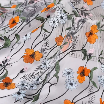 Новая сетчатая кружевная ткань с цветочной вышивкой Платье Юбка платье Аксессуары для одежды Ширина 130 см 1 ярд