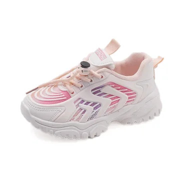 Новая спортивная детская сетчатая противоскользящая спортивная обувь, повседневная детская спортивная обувь, кроссовки для девочек 5-12 лет