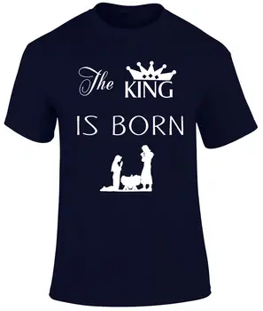 Новая хлопковая футболка С коротким рукавом The King Is Born, Иисус Христос, Спаситель, Принц Мира, Религиозная Мужская футболка