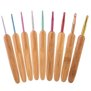 Новые бамбуковые крючки для вязания, иглы золотого цвета, разные размеры, иглы для вязания крючком, инструменты для шитья своими руками 2.0-6.0 мм