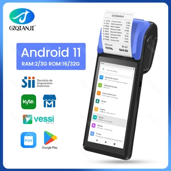 Новый 3 ГБ + 32 ГБ POS-принтер Android 11 КПК 58 мм Мобильный термопринтер чеков Bluetooth Wifi USB Универсальная POS-система