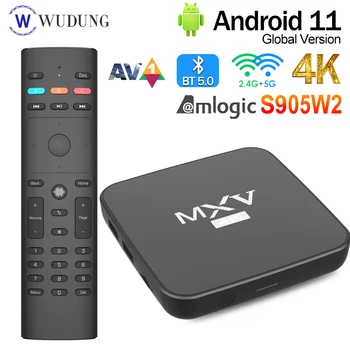 Новый MXV Android11 Smart TV Box Amlogic S905W2 4G/32G 2,4 G и 5,0G Двойной WIFI BT5.0 AV1 4K HD телеприставка медиаплеер MXV 4K