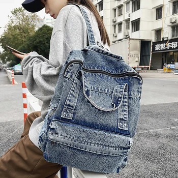 Новый джинсовый женский рюкзак в стиле Ретро, дорожная сумка большой емкости, рюкзак для студентов колледжа, школьные сумки для девочек-подростков, коврики