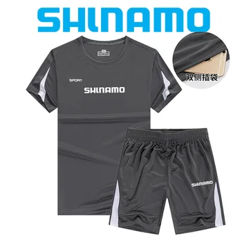 Новый летний спортивный костюм для рыбалки, мужская быстросохнущая одежда для бега, футболка с короткими рукавами, жилет из ледяного шелка, баскетбольный тренировочный костюм