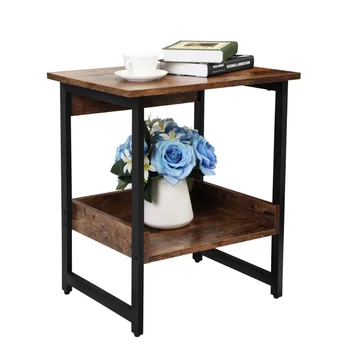 Обеденный стол Ide, двухъярусный журнальный столик для чая, прикроватные тумбочки для дивана, простой индустриальный стиль - Винтажная коричневая древесностружечная плита