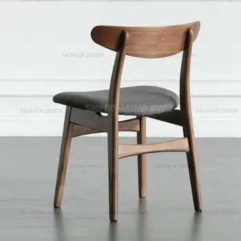 Обеденный стул из массива дерева в скандинавском стиле, стул-бабочка, домашний Современный простой стул, стул для маникюрного салона, стул со спинкой, тканевый стул для столовой