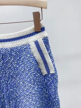 Осенне-зимние трикотажные женские шорты с цветными вставками в новом стиле 2021 года