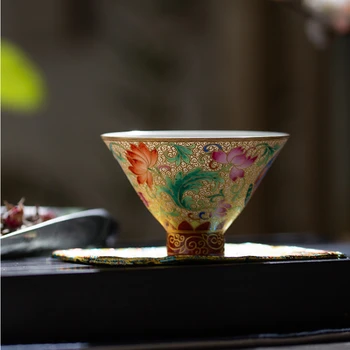 Персональная чайная чашка цвета эмали ручной работы, мастер-чашка, пара чайных чашек кунг-фу, Чайный сервиз с одной чашкой, Чайная миска, Чайный Сервиз