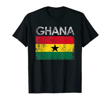 Подарочная футболка из 100% хлопка с винтажным флагом Ганы, мужские и женские футболки унисекс, размер S-6XL