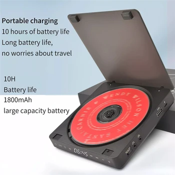 Портативный CD-плеер Walkman Проигрыватель ретро компакт-дисков с двойной контактной кнопкой для наушников, Цифровой дисплей, обучающий стереозвук