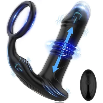Приложение Bluetooth, вталкивающий вибратор для анальной пробки, массажер для мужской простаты, кольцо для пениса, вибраторы для задержки эякуляции, анальная пробка для геев