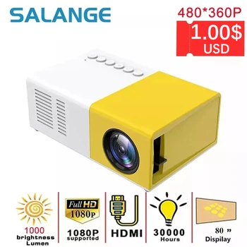 Проектор Salange J9 Pro 1000 люмен 480x360 пикселей 3,5 мм аудио HDMI USB мини светодиодный проектор домашний медиаплеер PK YG300