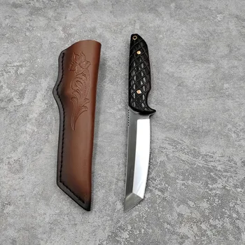 Прямой нож в японском стиле из стали Tang VG10 с вакуумной термообработкой 60hrc, острый походный охотничий нож с фиксированным лезвием