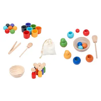 Радужные шарики в чашечках, игрушка Монтессори для детей, настольная игра для малышей, тренировка мелкой моторики, логического мышления, подбора и счета, игрушка