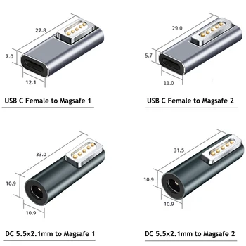 Разъем адаптера питания постоянного тока для Macbook Air Pro USB Type C Адаптер с магнитной вилкой для Magsaf* 1/2 5.5*2.1 мм гнездовой разъем питания постоянного тока
