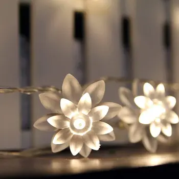Рождественские Украшения 2024 Led Lotus Flower String Lights Гирлянда на Батарейках 40/80 светодиодов Новый Год 2024 Гирлянда Светодиодные Фонари