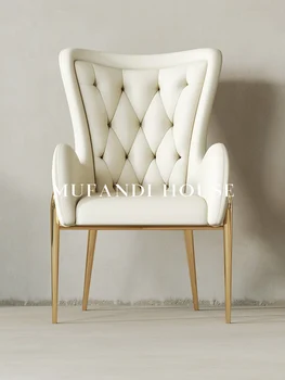 Роскошное Кожаное обеденное кресло Nordic Light, кресло для домашнего отдыха, Косметическое кресло, Современная Простая Кожаная художественная мебель для кресел