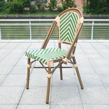 Ротанговый стул, обеденный стул для отдыха, Плетеная комбинация рабочего стола и стула на открытом воздухе в отеле