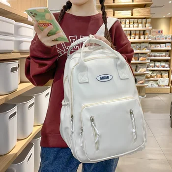 Рюкзак большой емкости для подростков, школьниц, школьный рюкзак в корейском стиле Харадзюку, простая модная однотонная водонепроницаемая дорожная сумка