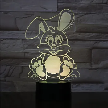 Свинья Кролик Сова Лошадь Панда 3D Лампа Неоновый Светодиодный Ночник USB 7 Цветов Настольная лампа для детей Подарок для Малышей Украшение спальни