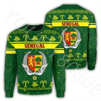 Свитер Африканского региона, мужской свитер, толстовка в стиле харадзюку, рождественский свитер с принтом Сенегала, мужской и женский топ с круглым вырезом