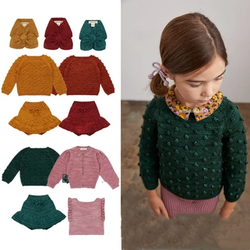 Свитер для маленьких девочек, детская одежда, футболки с длинными рукавами для мальчиков, бренд MF, детские пуловеры, вязаные свитера, комплекты детской одежды
