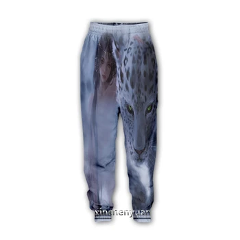 синьченюань с 3D животным принтом Снежного леопарда-Повседневные брюки, спортивные штаны, Прямые брюки, спортивные штаны для бега, Брюки K79