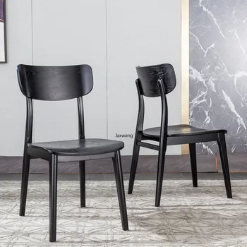 Скандинавский обеденный стул для кухни Современная минималистичная мебель для дома Обеденные стулья из массива дерева Роскошный Дубовый простой стул с широкой спинкой
