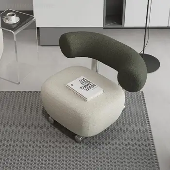 Скандинавское легкое Роскошное кресло-сани из нержавеющей стали с одним художественным простым креслом для отдыха из овечьего флиса в гостиной, спальне