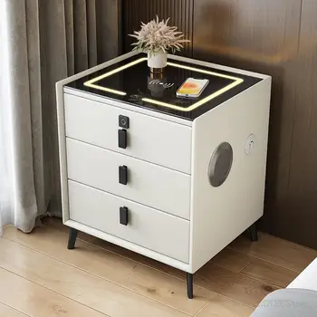 Современные итальянские прикроватные тумбочки, белый узкий замок от отпечатков пальцев, умная прикроватная тумбочка с беспроводным зарядным устройством, мебель для спальни Muebles