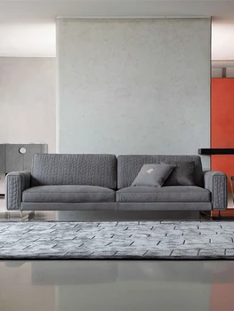 Современный легкий роскошный диван, итальянский минималистичный кожаный диван, импортный диван для гостиной виллы из воловьей кожи высокого класса.