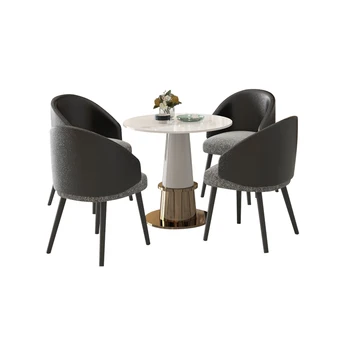 Стол для переговоров в офисе продаж и стул, современный Светлый Роскошный Мраморный Маленький круглый столик, комбинация