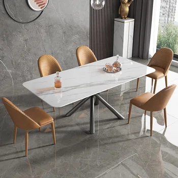 Стол из скандинавской скалы обеденный стул итальянской роскоши для небольшой семьи обеденный стол в минималистском стиле мраморный обеденный стол прямоугольный