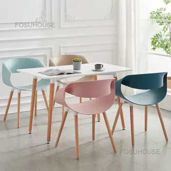 Стулья для столовой в скандинавском стиле, простые современные Пластиковые стулья для отдыха в отеле, для переговоров, на стойке регистрации в кофейне