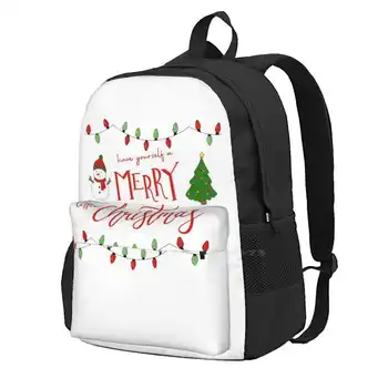Счастливого Рождества, Новые поступления, сумки унисекс, Студенческая сумка, рюкзак, снеговик, Рождественская елка
