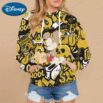 Толстовка Disney Lilo & Stitch Женская одежда Весенняя мода для мальчиков и девочек, детские аниме с капюшоном и 3D принтом, осенние повседневные мужские толстовки