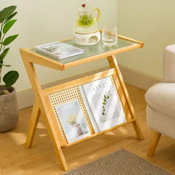 Угловой чайный столик прикроватная тумбочка приставной столик для дивана семейный маленький угловой журнальный столик со стеклянной мебелью для гостиной