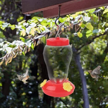 Уличная пластиковая кормушка для цветов и птиц с железным крючком, пластиковая бутылка для поения птиц, подвесная садовая кормушка для колибри
