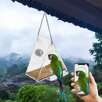 Умная кормушка для птиц Акриловая с камерой, птичий домик, кормушка для домашних животных, прозрачная с разрешением 1080P HD, простая установка для сада на открытом воздухе