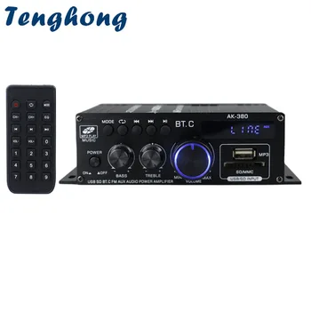 Усилитель мощности Tenghong Bluetooth AK380 2-канальный Hi-Fi Аудио Караоке Автомобильный домашний кинотеатр Усилитель класса D 12V USB SD AUX