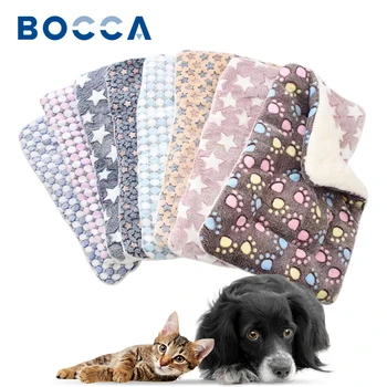 Утолщенный коврик для домашних животных Bocca, фланелевое мягкое одеяло из шерсти ягненка, теплая подушка для сна маленьких Средних и крупных собак и кошек, двустороннее использование