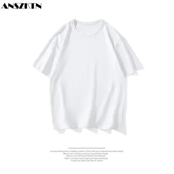 Футболка ANSZ унисекс, изготовленная на заказ OEM, футболка с круглым вырезом, простые футболки, мужские футболки с коротким рукавом, 100% хлопковая толстовка для отдыха, футболка