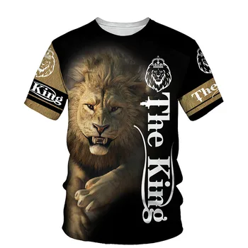 Футболка с изображением Короля Льва джунглей, высококачественная мужская футболка с 3D принтом в стиле ретро с круглым вырезом и коротким рукавом