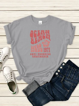 Футболки Ocean Beach Wild Wave 1971 Surf Memories California, женские футболки уличной моды, Базовая повседневная одежда, шикарные спортивные топы