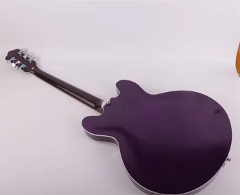 Хорошее качество полый корпус с отверстием f фиолетовый двойной вырез электрическая джазовая гитара electricas guitare guiter guitarra gitar гитары