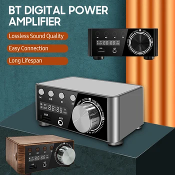 Цифровой усилитель мощности BT 5.0, двухканальная аудиосистема, приемник стереозвука без потерь, поддерживает воспроизведение TF-карты для телефона