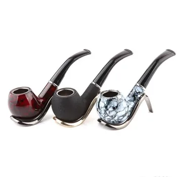 Черная мраморная трубка из матовой смолы, акриловая трубка с изогнутой ручкой в свободном стиле, подарок премиум-класса, мужской набор для курения
