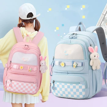 Школьные сумки с несколькими карманами для девочек-подростков, Kawaii, большая школьная сумка для детей 1-6 классов, женский рюкзак для путешествий на открытом воздухе, рюкзак для ноутбука